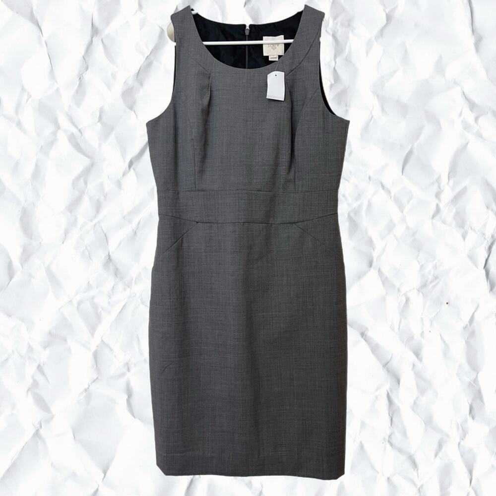 J.Crew Factory gray tailored shift dress in lightweight wool - size 12 - Picture 2 of 6
